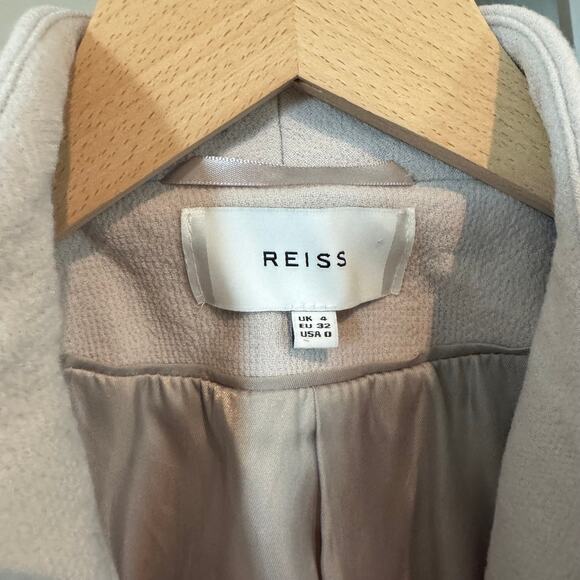 Reiss Felton Wool Belted Jacket Crepe Concealed Button Cloud Blazer Size 0 - Picture 6 of 7